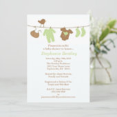 Invitation Baby shower Oiseaux de blanchisserie verte 5x7 Inv (Debout devant)