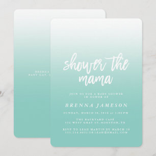 Invitation Baby shower Ombre bleu Turquoise élégan