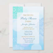 Invitation Baby shower Ombre bleu, Turquoise et blanc Mandala (Devant)