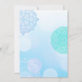 Invitation Baby shower Ombre bleu, Turquoise et blanc Mandala (Dos)