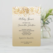 Invitation Baby Shower Ombre Confettis Pailletés Dorés (Debout devant)