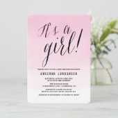 Invitation Baby shower Ombre Pink Watercolor (Debout devant)