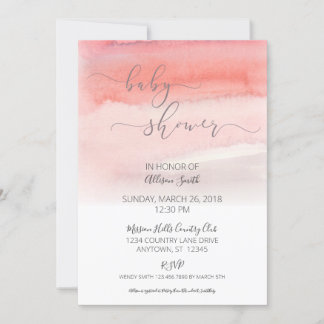 Invitation Baby shower Ombre Pink Watercolor