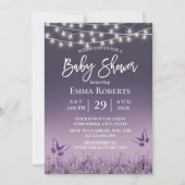 Invitation Baby shower Ombre violet de papillon de fleurs de  (Devant)
