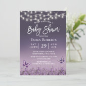Invitation Baby shower Ombre violet de papillon de fleurs de  (Debout devant)