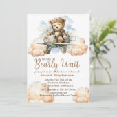 Invitation Baby shower "On peut attendre vite" (Debout devant)