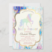 Invitation Baby shower Opal Holographic Unicorn (Devant)