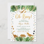 Invitation Baby shower Or Dinosaur Green (Devant)