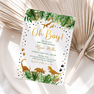 Invitation Baby shower Or Dinosaur Green