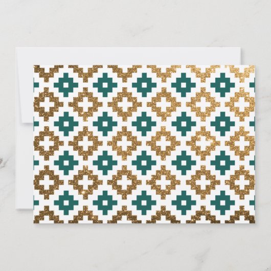 Invitation Baby shower or et Emerald Boho Aztec (Dos)