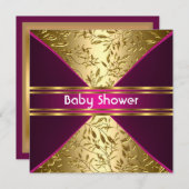 Invitation Baby shower or et rose (Devant / Derrière)