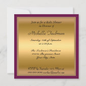Invitation Baby shower or et rose (Dos)