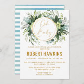 Invitation Baby shower Or Eucalyptus (Devant / Derrière)