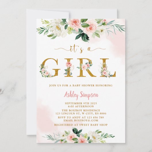 Invitation Baby shower or flou (Devant)
