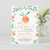 Invitation Baby shower Or Little Cutie Greenery (Debout devant)
