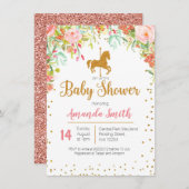 Invitation Baby shower or Rose Carousel (Devant / Derrière)