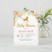 Invitation Baby shower or Rose Carousel (Debout devant)