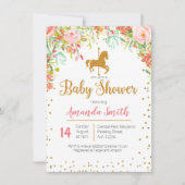 Invitation Baby shower or Rose Carousel (Devant)
