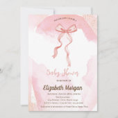 Invitation Baby shower or Rose de peinture à l'aquarelle Bow (Devant)