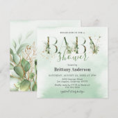 Invitation Baby Shower Or Rustique Eucalyptus Doré (Devant / Derrière)