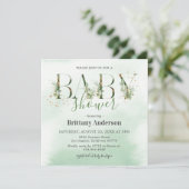 Invitation Baby Shower Or Rustique Eucalyptus Doré (Debout devant)