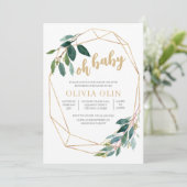 Invitation Baby shower Or verdoyant (Debout devant)