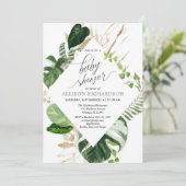 Invitation Baby shower or vert tropical neutre genre (Debout devant)