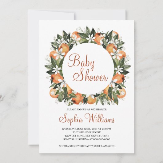 Invitation Baby shower orange (Devant)