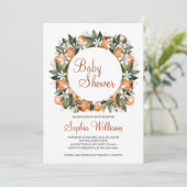 Invitation Baby shower orange (Debout devant)
