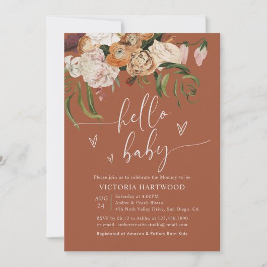 Invitation Baby shower orange (Devant)