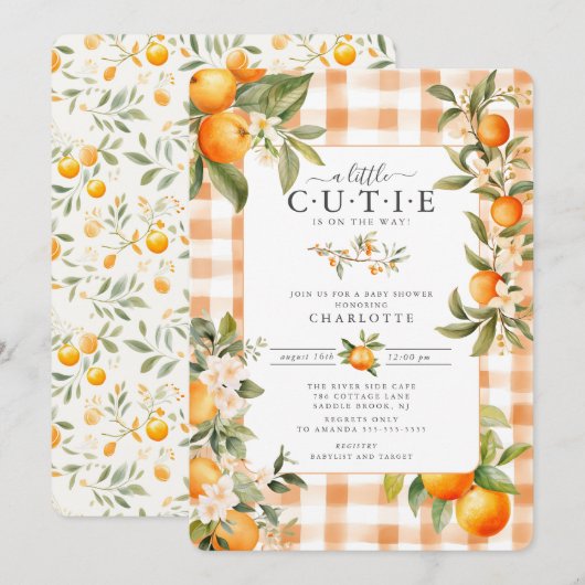Invitation Baby shower Orange Blossom Bliss (Devant / Derrière)