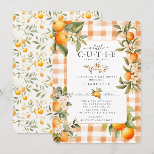 Invitation Baby shower Orange Blossom Bliss (Devant / Derrière)