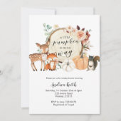 Invitation Baby shower orange brûlé citrouille de la forêt (Devant)