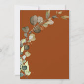 Invitation Baby shower orange brûlé vert Eucalyptus (Dos)