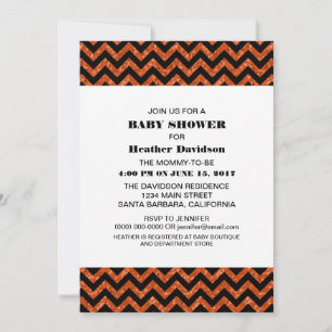 Invitation Baby shower Orange Chevron Parties scin