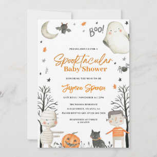 Invitation Baby shower Orange Citrouille d'Halloween