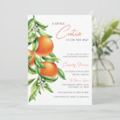 Invitation Baby shower Orange Citrus Cutie sur le chemin (Debout devant)