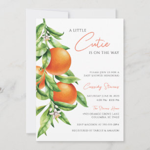 Invitation Baby shower Orange Citrus Cutie sur le chemin