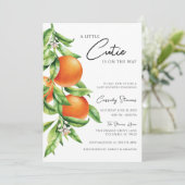 Invitation Baby shower Orange Citrus Cutie sur le chemin (Debout devant)