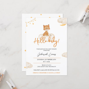 Invitation Baby shower Orange Cute Fox