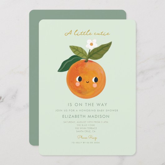 Invitation Baby shower orange de Little Cutie