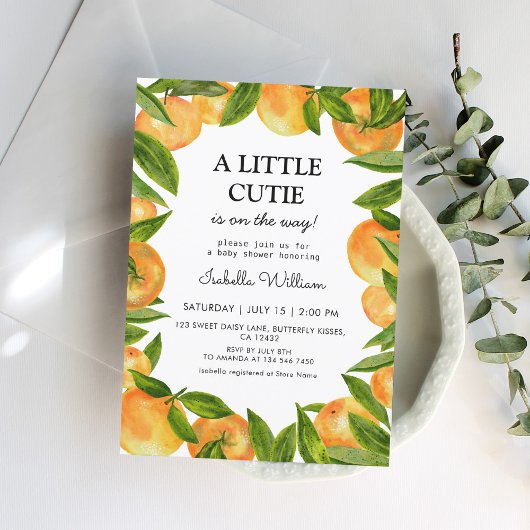 Invitation Baby shower orange de Little Cutie