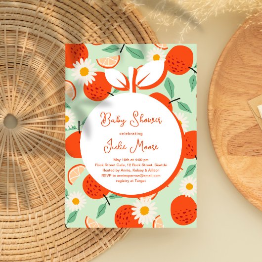 Invitation Baby shower orange de Little Cutie