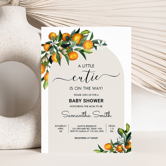 Invitation Baby shower orange de Little Cutie Citrus