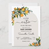 Invitation Baby shower orange de Little Cutie Citrus (Devant)