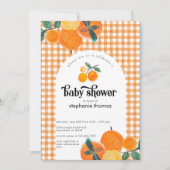 Invitation Baby shower Orange En vichy Citrus (Devant)