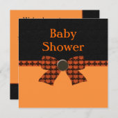 Invitation Baby shower orange et noir de batte (Devant / Derrière)