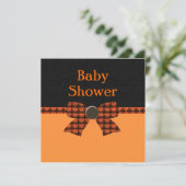 Invitation Baby shower orange et noir de batte (Debout devant)