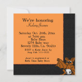 Invitation Baby shower orange et noir de batte (Dos)