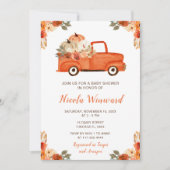 Invitation Baby shower Orange Floral Citrouille (Devant)